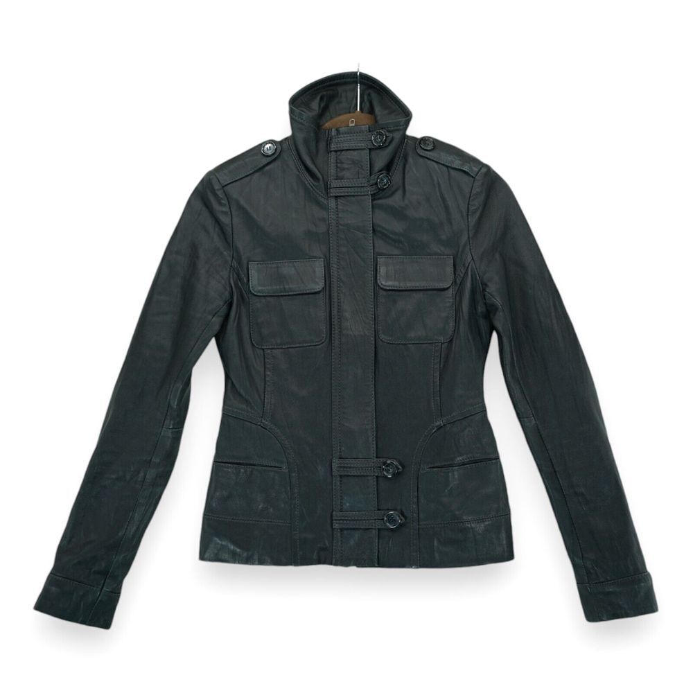 DANIER Women's Leather Jacket Full Zip Pockets and Shoulder Tabs Size XXS ~ EUC